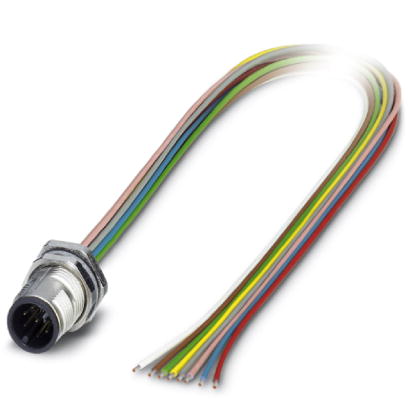 Phoenix Contact M12 Receptacle; SACC-DSI-MS-8CON-M12/0;5 SCO; Male; 8-Pin; 8-Wire; A - Standard Key; Rear Mount; 0.5m Lead Wire